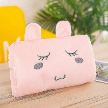(Pink Rabbit) Plush Cartoon Pillow with Hand Warmer Soft Back Cushion Decorative Ornament for Comfort and Relaxation