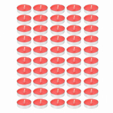Red Tea Light Candles, 50 Pack, Smoke-Free, 2-Hour Burn, Ideal for Events and Decorations
