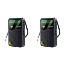 2X Zakradio Draagbare Full Band Radio AM/FM/SW Radio met Oplaadbare Batterij Ondersteuning Oortelefoon MiniRadio voor Oude,B