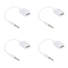 4pcs 3.5mm Male AUX Audio Plug Jack to USB 2.0 Female Converter Cable Cord Car MP3