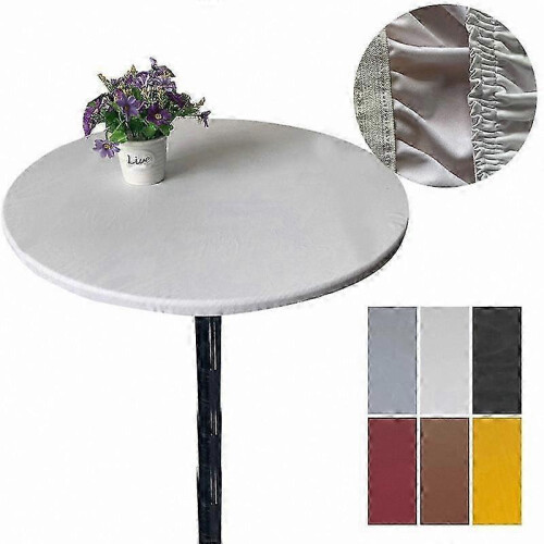 (60cm, white) Waterproof Elastic Table Cover Protector, Round 60-130cm Fitted Tablecloth for Home and Events 1