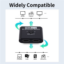 2X Conmutador Compatible con para 4K X 2K Bidireccional Conmutador Divisor de 2 Puertos para Computadora Portátil PS3/4 Adaptador de
