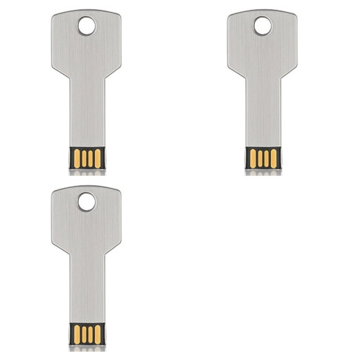 3X High-Capacity Metal Key Shape USB Flash Drive 32GB Silver Real Capacity Storage Devices U Disk
