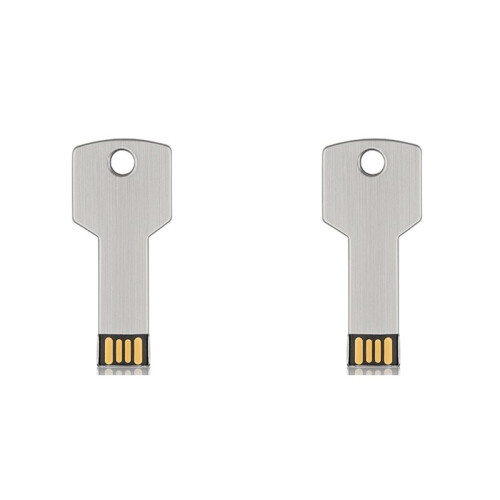 2X High-Capacity Metal Key Shape USB Flash Drive 32GB Silver Real Capacity Storage Devices U Disk