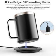 2X Self-Heating Coffee Cup Double Layer 304 Stainless Steel Beverage Cup Heater with Cup Set for Desk Home Office
