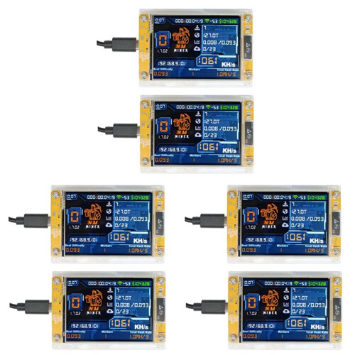 6 Peças 1060KH/S NMMiner NerdMiner Atualizado Harshrate 2,8 Polegadas  Display Bitcoin Crypto Solo Lottery Miner NerdMiner