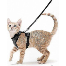 (XS, black) Pink Adjustable Reflective Harness for Outdoor Cat Safety and Control