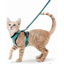 (S, green) Pink Adjustable Reflective Harness for Outdoor Cat Safety and Control