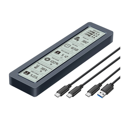 M.2 SSD Case NVME SSD Enclosure 10Gbps M.2 to USB 3.2 Gen 2 Type C Intelligent Digital Display External SSD Box Case