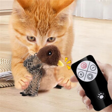 Remote Control Interactive Cat Toys Flying Bird Flapping Wings Sparrow Toy Vivid Chirping Simulation Bird Cat Toy