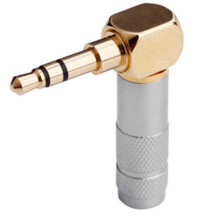 5X Gniazdo w Kształcie Litery L 3,5 mm Pozłacane Złącze Audio Pod Kątem 90 Stopni Wtyczka Audio Srebrna