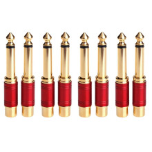 6.35mm 1/4 Inch Male Mono TS to RCA Female Interconnect Audio Adapter Conversion Plug (Red 8 Pack)