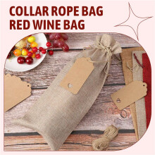 Sacos de Vinho de Serapilheira Sacos de Presente de Vinho com CordõEs, Tampas de Garrafa de Vinho ReutilizáVeis úNicas com Cordas e Etiquetas (10