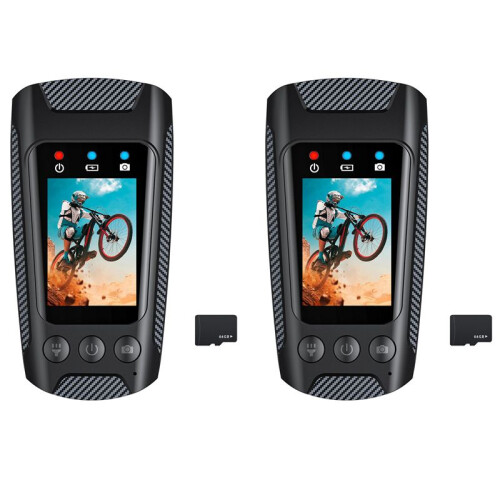 2X Câmera de Ciclismo Multifuncional 4K 60FPS À Prova de Chuva de 2,0 Polegadas com Tela IPS e Conexão WiFi com Lanterna LED Buzina de Bicicleta