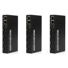3X Gigabit SFP Media Converter 4 SFP to 2 RJ45 Transceiver 10/100/1000M Fiber Optic EU PLUG