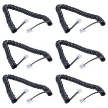 6X Replacement RJ9 4P4C Plug Coiled Stretchy Telephone Handsets Cable Black