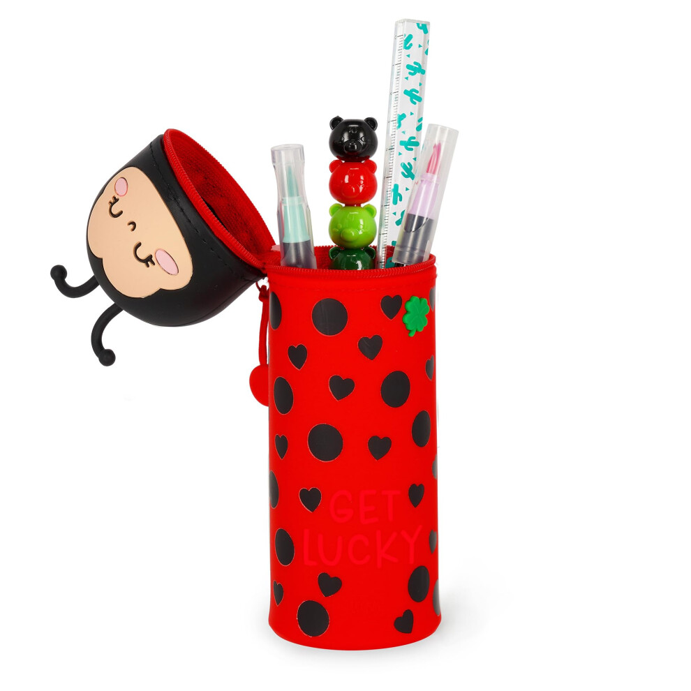 Photos - Pen Legami  Kawaii School cil Case 2 in 1 Soft Silicone, Ladybug Theme, Table  Holder, Zipper Closure, Pastel s Marker 