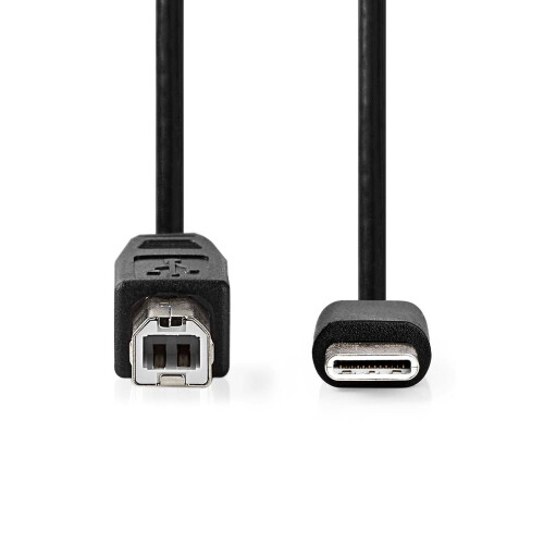 USB kabel | USB 2.0 | USB-C samec | USB-B samec | 480 Mbps | Poniklovaný | 1,00 m | Kulatý | PVC | Černá | Označení