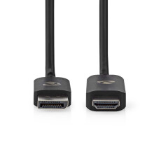 Adaptér DisplayPort | DisplayPort samec | HDMI konektor | 8K@30Hz | Poniklovaný | Rovný | 1,80 m | Kulatý | TPE | Černá | Box