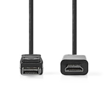 DisplayPort kabel | DisplayPort samec | HDMI konektor | 1080p | Poniklovaný | 1,00 m | Kulatý | PVC | Černá | Označení