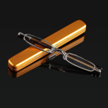 (Strength 3.50, D-gold) Elegant Reading Glasses Metal Frame Ultra-thin Men Women Reading Glasses