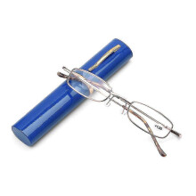 (Strength 3.00, C-blue) Elegant Reading Glasses Metal Frame Ultra-thin Men Women Reading Glasses