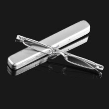 (Strength 3.00, D-silver) Elegant Reading Glasses Metal Frame Ultra-thin Men Women Reading Glasses