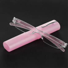 (Strength 2.00, E-pink) Elegant Reading Glasses Metal Frame Ultra-thin Men Women Reading Glasses