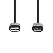 USB kabel | USB 2.0 | USB-C samec | USB Micro-B samec | 60 W | 480 Mbps | Poniklovaný | 1,00 m | Kulatý | PVC | Černá | Označení