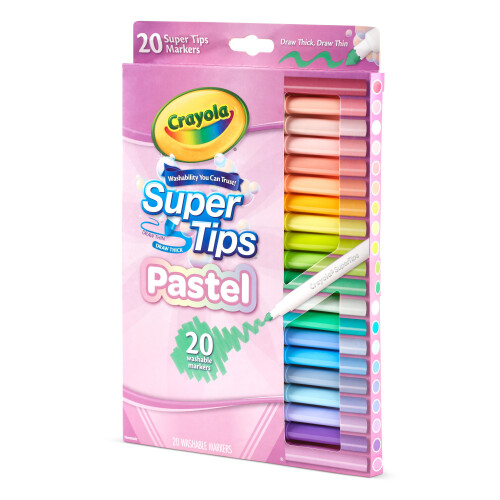 Pennarelli Pastel Supertips, 20 colori lavabili per bambini