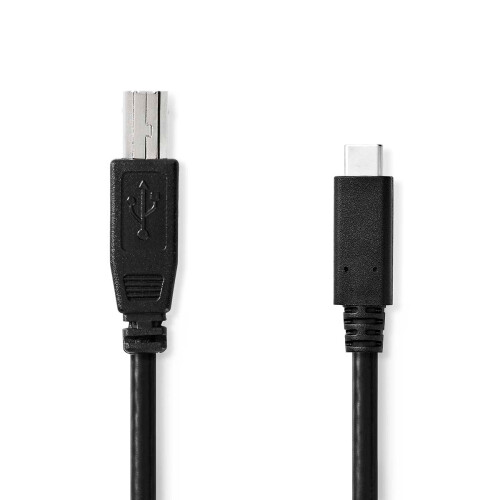 USB kabel | USB 2.0 | USB-C samec | USB-B samec | 480 Mbps | Poniklovaný | 1,00 m | Kulatý | PVC | Černá | Označení 1