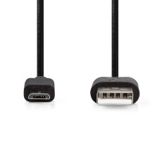 USB kabel | USB 2.0 | USB-A samec | USB Micro-B samec | 10 W | 480 Mbps | Poniklovaný | 1,00 m | Kulatý | PVC | Černá | Označení