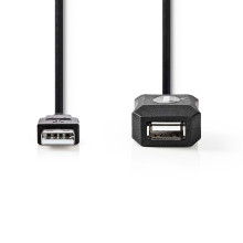 Aktivní USB kabel | USB 2.0 | USB-A samec | USB-A samice | 480 Mbps | 20,0 m | Kulatý | Niklovaný | PVC | Měď | Označení