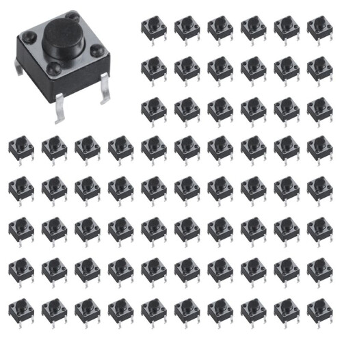 150 Pcs 6x6x5mm 4-Pin DIP Through Hole Momentary Tactile Push Button