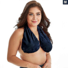 (M, Dark Blue) Towel Bra Bath Towel Hanging Neck Wrapped Bra Big Chest Hanging Neck Towel Bra