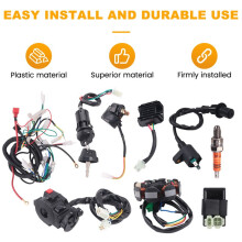 ATV Wiring Harness Kit, with CDI Stator Regulator Ignition Solenoid Relay for GY6 125Cc 150Cc ATV 4-Stroke Parts