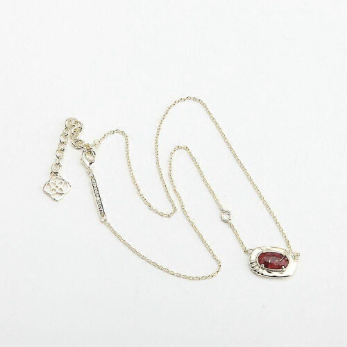 (one size, Red) Kendra Light Gold Copper-Patterned Red-Brown Jadeite Necklace, Gift for Her 1