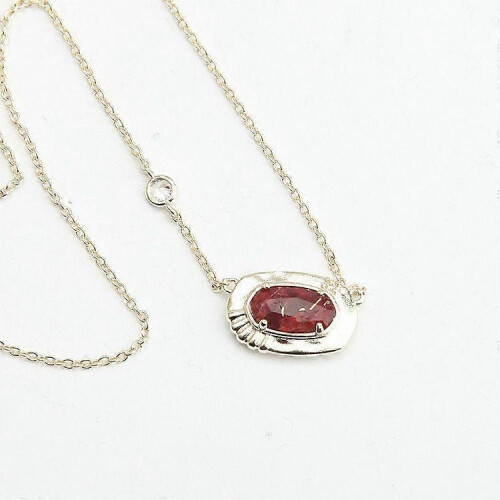 (one size, Red) Kendra Light Gold Copper-Patterned Red-Brown Jadeite Necklace, Gift for Her 2