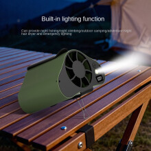 3-in-1-Ventilator mit Nackenclip, Grün, 6000 mAh, 6 Geschwindigkeitsstufen, wiederaufladbar, LED-Beleuchtung – ideal für Camping, Büro und Reisen