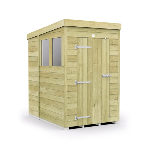 4 x 7 Pent Shed Tanalised (Single Door, With Windows) 1