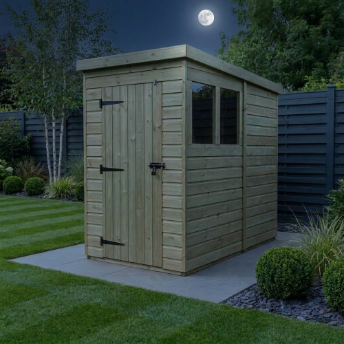 4 x 7 Pent Shed Tanalised (Single Door, With Windows) 2