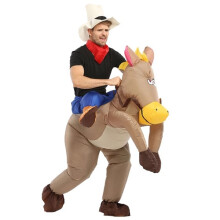 (Grå, 150-190 cm) Little Grey Horse uppblåsbar riddräkt för vuxna
