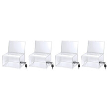 4 Pack Acrylic Donation Box with Lock, Clear Ballot Box with Sign Holder, Suggestion Box for Fundraising