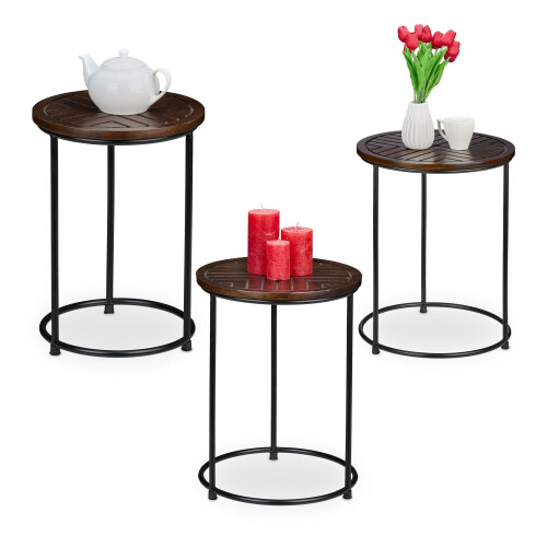 3-teiliger Tisch aus Mangoholz 1