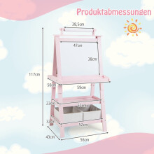 3 in 1 Kinder Staffelei Doppelseitig Whiteboard & Kreidetafel & Zeichenpapier Rosa