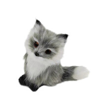 (Gray) Handcrafted Realistic Cuddly Foxes Shaped Ornament Materials Decorative Animal Figurine Pendant Party Decorations  White