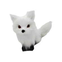 (White) Handcrafted Realistic Cuddly Foxes Shaped Ornament Materials Decorative Animal Figurine Pendant Party Decorations  White