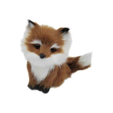 (Coffee) Handcrafted Realistic Cuddly Foxes Shaped Ornament Materials Decorative Animal Figurine Pendant Party Decorations  White