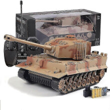 (Brown) Remote-Controlled Toy Tanks for Kids and Adults with Rotating Turrets and Adjustable Barrels