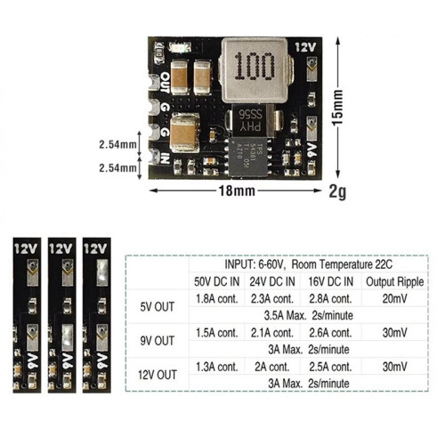 3X MICRO-BEC 6-60V to 5V/9V/12V Step-Down Regulator Module for FPV Racing Drone RC Model Airplane Helicopter